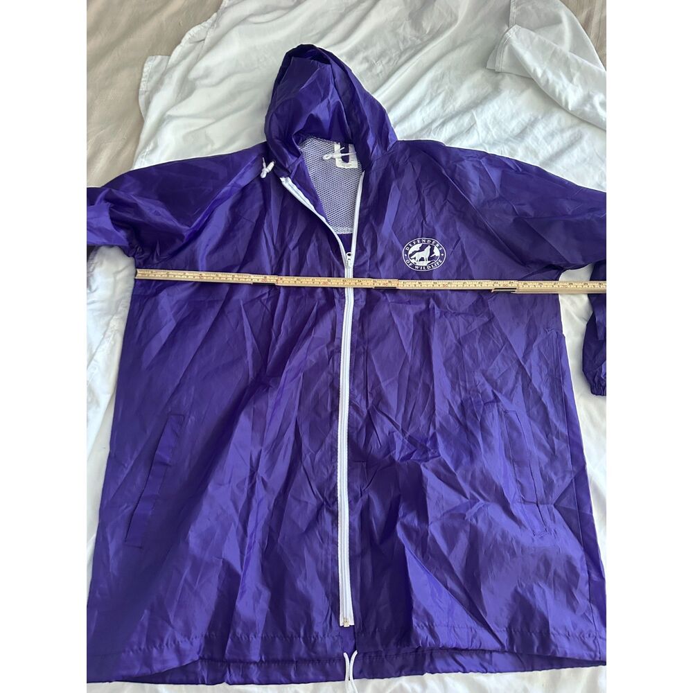 Purple Hooded Windbreaker Rain Jacket Full Zip One Size Lightweight - Picture 5 of 6